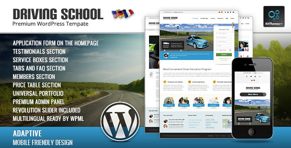 Driving School 驾校 自适应WordPress主题模板-云模板