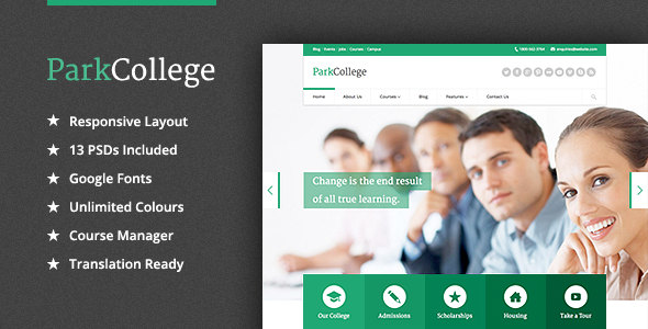 ParkCollege 学校和培训 WordPress主题-云模板
