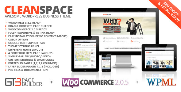 CleanSpace 企业商业模板 WordPress主题-云模板