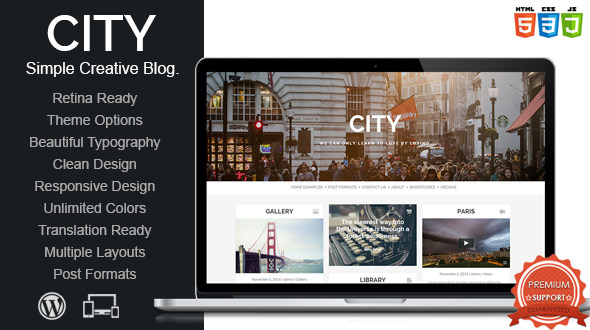 创客源码 City 创意博客 WordPress主题-云模板