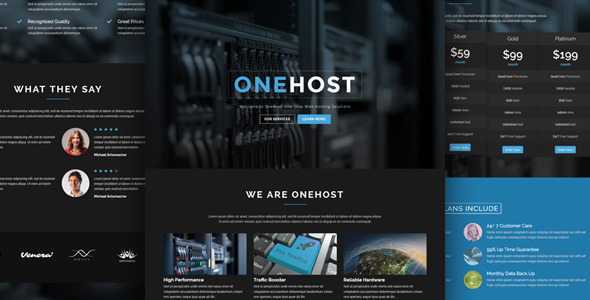 Onehost - One Page WordPress Hosting Theme + WHMCS-云模板