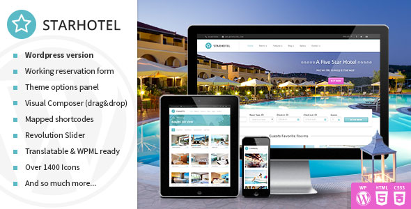 Starhotel - 旅游景点酒店客房预定WordPress主题 - v3.0.2